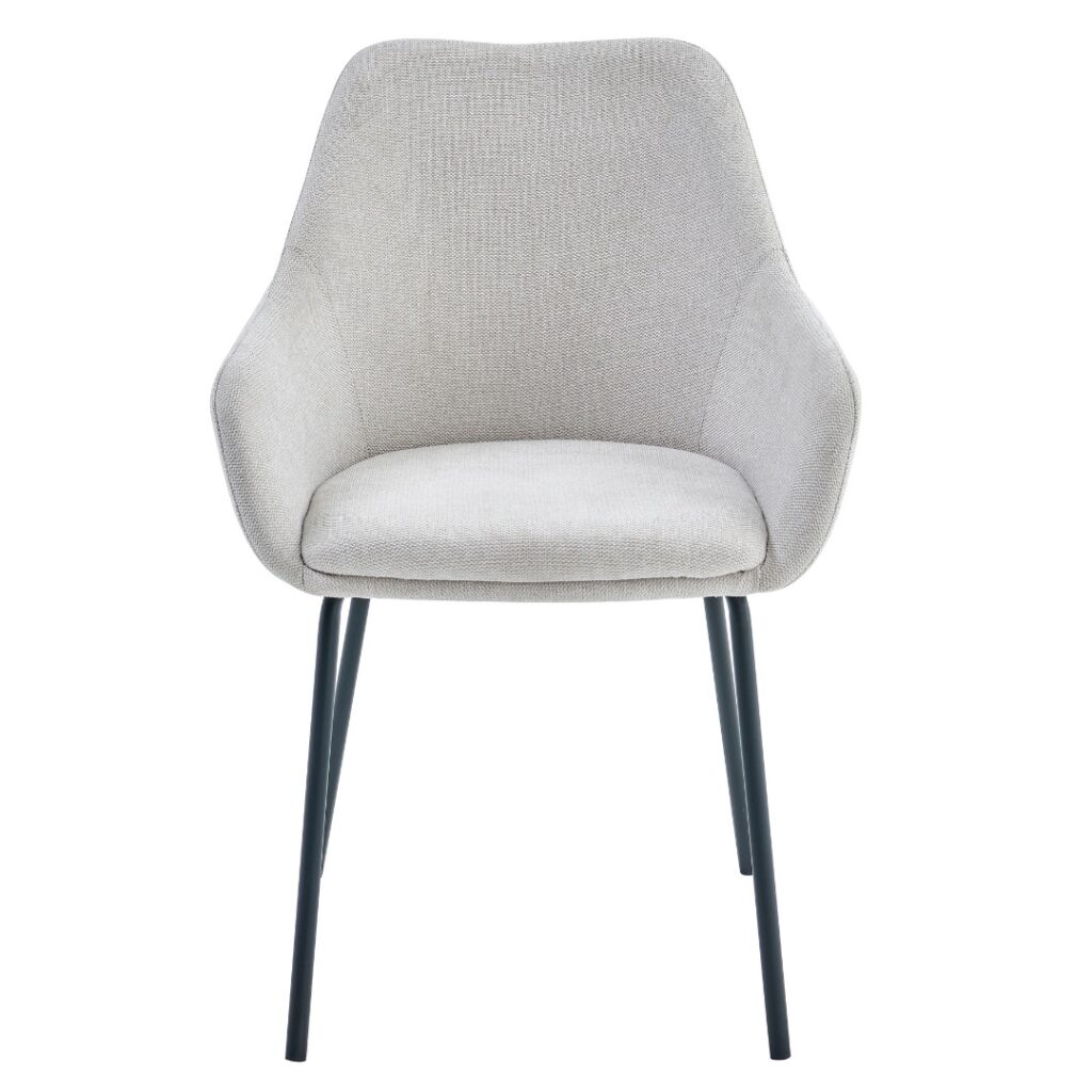 Napier Dining Chair Oat Set of 2 with black metal frame and textured upholstery