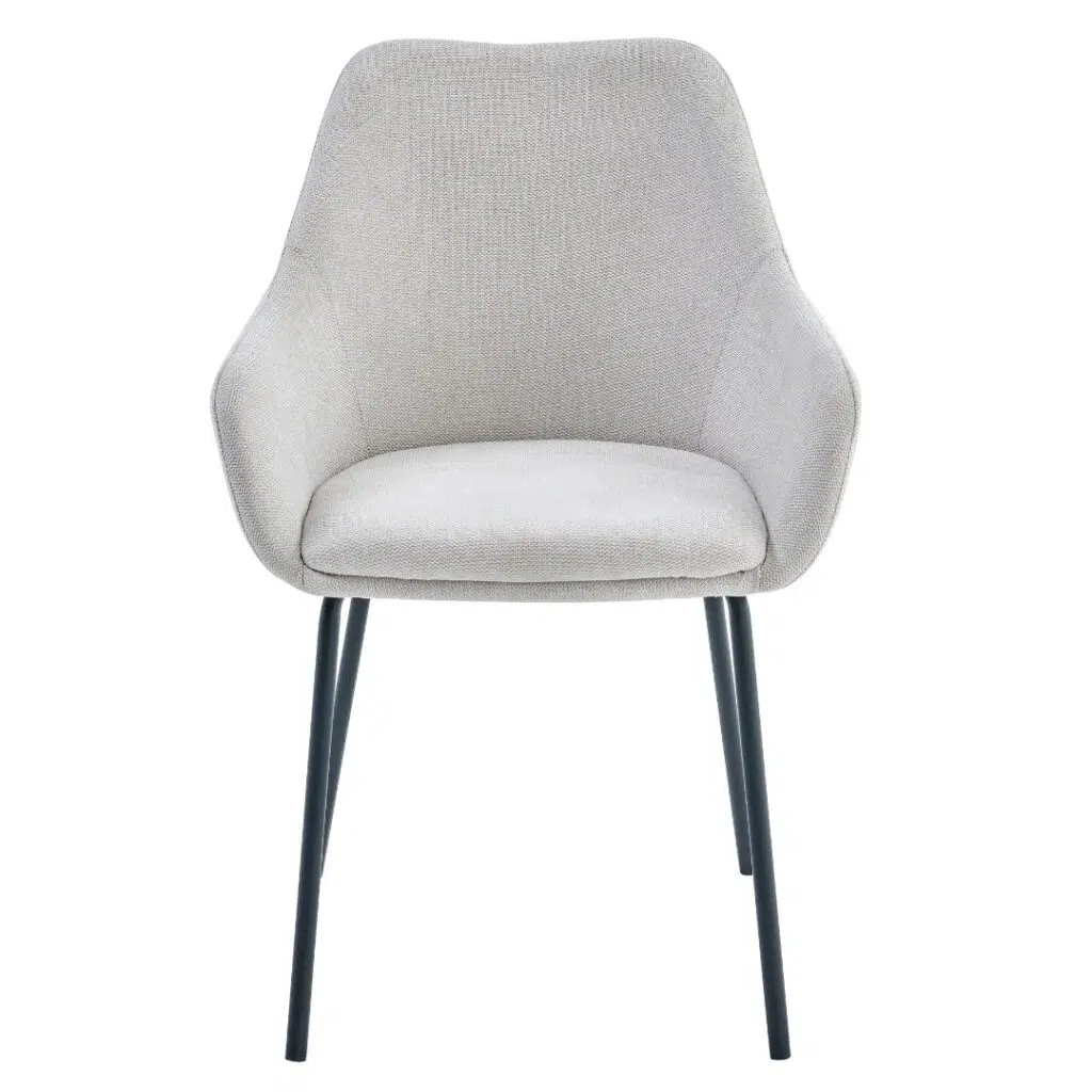 Napier Dining Chair Oat Set of 2 with black metal frame and textured upholstery