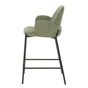 Sage knitted bar stool set of 2 with black metal frame for modern kitchen or bar