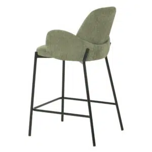 Sage knitted bar stool set of 2 with black metal frame for modern kitchen or bar