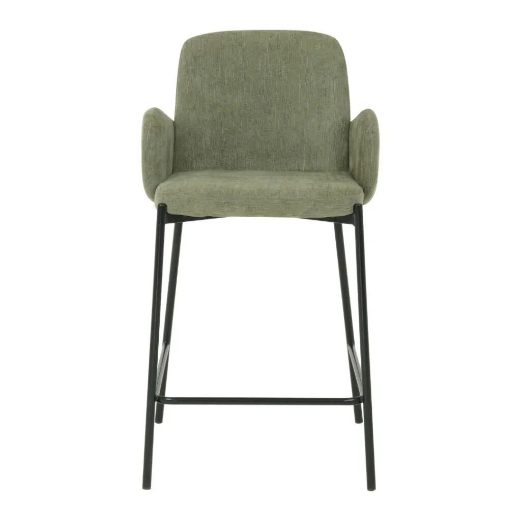 Sage knitted bar stool set of 2 with black metal frame for modern kitchen or bar