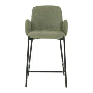 Sage knitted bar stool set of 2 with black metal frame for modern kitchen or bar
