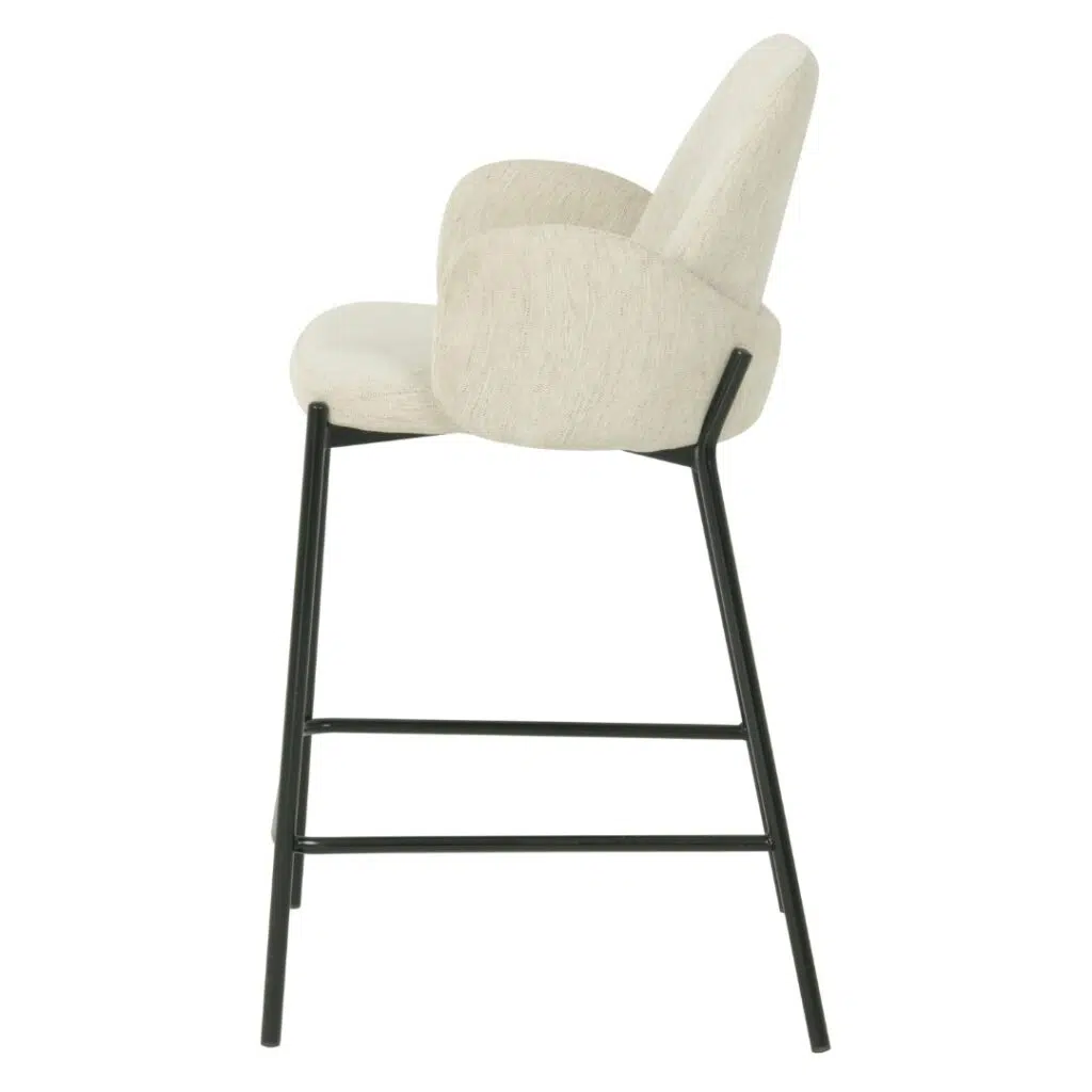 Oat color knitted bar stools set of 2 with black metal frame for modern kitchen or bar