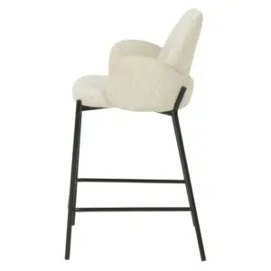 Oat color knitted bar stools set of 2 with black metal frame for modern kitchen or bar