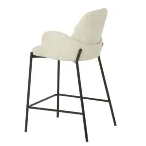 Oat colored knitted bar stools set of 2 with black metal frame for modern kitchen or bar