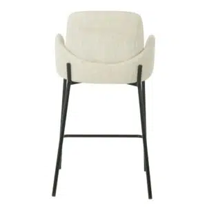 Oat colored knitted bar stools set of 2 with black metal frame for modern kitchen or bar