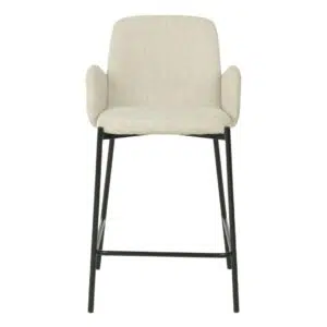 Modern oat-colored knitted bar stools with black metal frame set of 2 for kitchen island