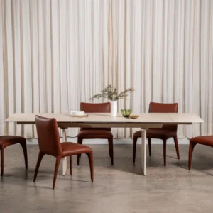 Toulon Tan Leather Dining Chairs Set 2 Modern