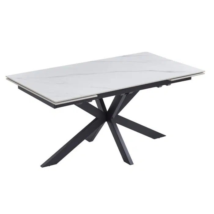 Newcastle Extension Dining Table – Snow White Ceramic