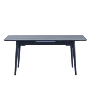 Nikita Extension Dining Table in Bulgarian Grey with marble effect and pop-up leaf for compact spaces