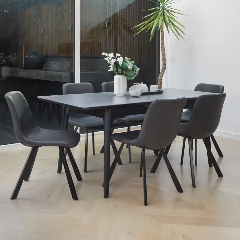 Colin Black Dining Chairs Set of 4 Eco-Leather Retro Design