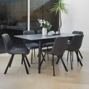 Colin Black Dining Chairs Set of 4 Eco-Leather Retro Design