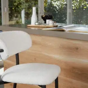 Naples bar stools off white set of 2 with black metal frame and boucle fabric for kitchen island