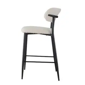 Off white boucle bar stools set of 2 with black metal frame for kitchen island