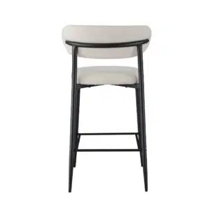 Naples bar stools set of 2 off white boucle fabric with black metal frame for kitchen island