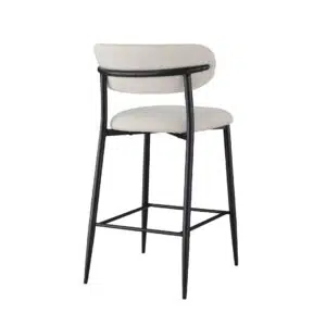 Off white boucle bar stools set of 2 with black metal frame for kitchen island