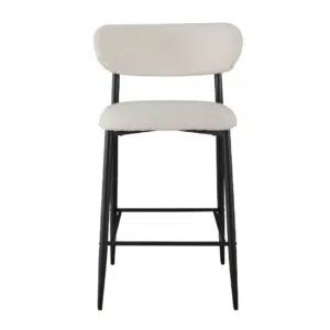 Naples bar stools set of 2 off white boucle fabric with black metal frame for kitchen island