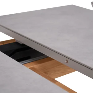 Nora Light Grey Ceramic Extension Dining Table with Wood Legs