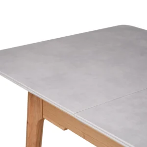 Nora Light Grey Ceramic Extension Dining Table with Wood Legs