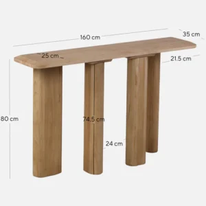 Liora 1.6m wooden console table natural finish elm wood modern design