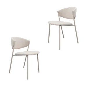 Nori dining chair beige set of 2 contemporary elegance comfortable seating durable metal frame