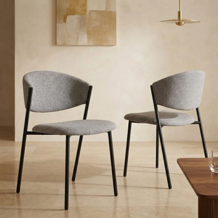 Nori Dining Chair in Moka fabric, set of 2