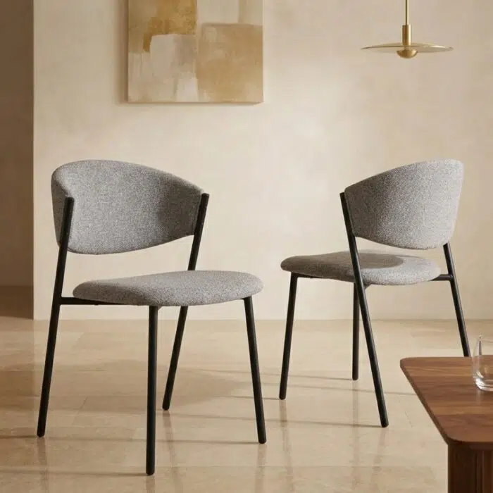 Nori Dining Chair in Moka fabric, set of 2