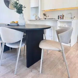 Nori dining chair beige contemporary elegant design with sturdy metal frame