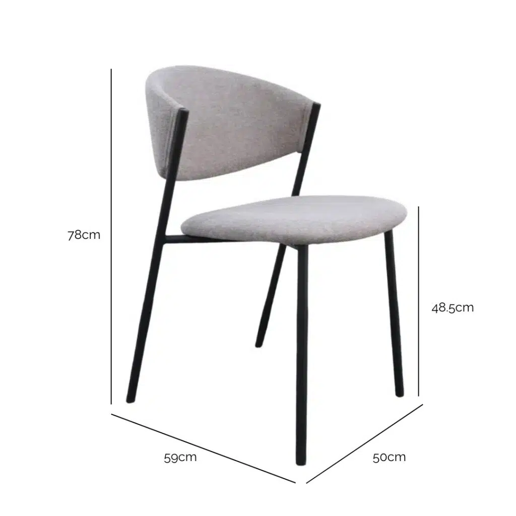 Nori dining chair in moka fabric with ergonomic design and durable metal frame for modern spaces