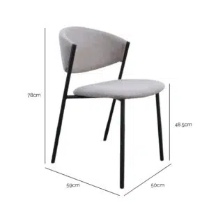 Nori dining chair in moka fabric with ergonomic design and durable metal frame for modern spaces