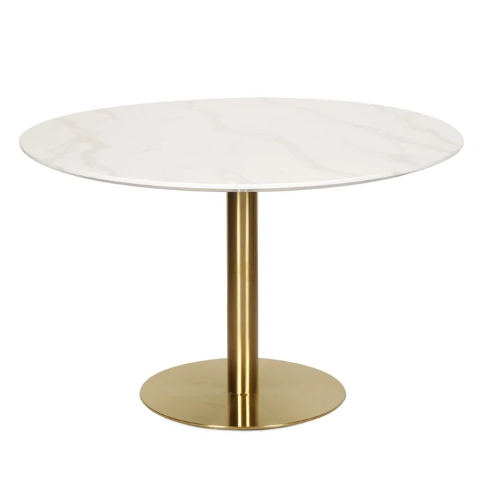 Agaria Opera 90cm Dining Table – Marble Effect White