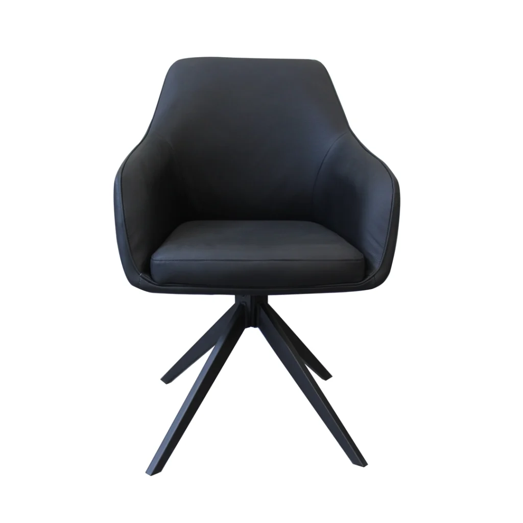 Oscar black swivel dining chair set of 2 with eco-leather and metal frame for modern dining