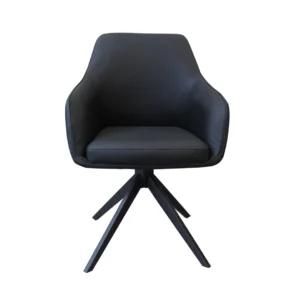 Oscar black swivel dining chair set of 2 with eco-leather and metal frame for modern dining