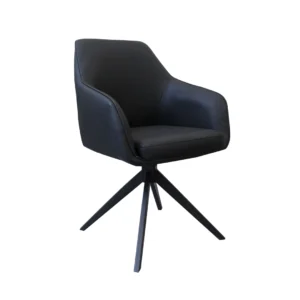 Black Oscar swivel dining chair set of 2 with eco-leather and metal frame for modern dining