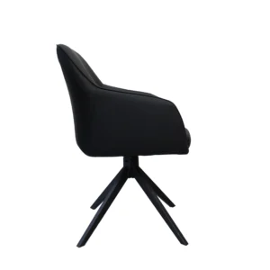 Black Oscar swivel dining chair set of 2 with eco-leather and metal frame for modern dining