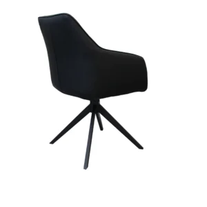 Black Oscar swivel dining chair set of 2 with eco-leather and metal frame for modern dining