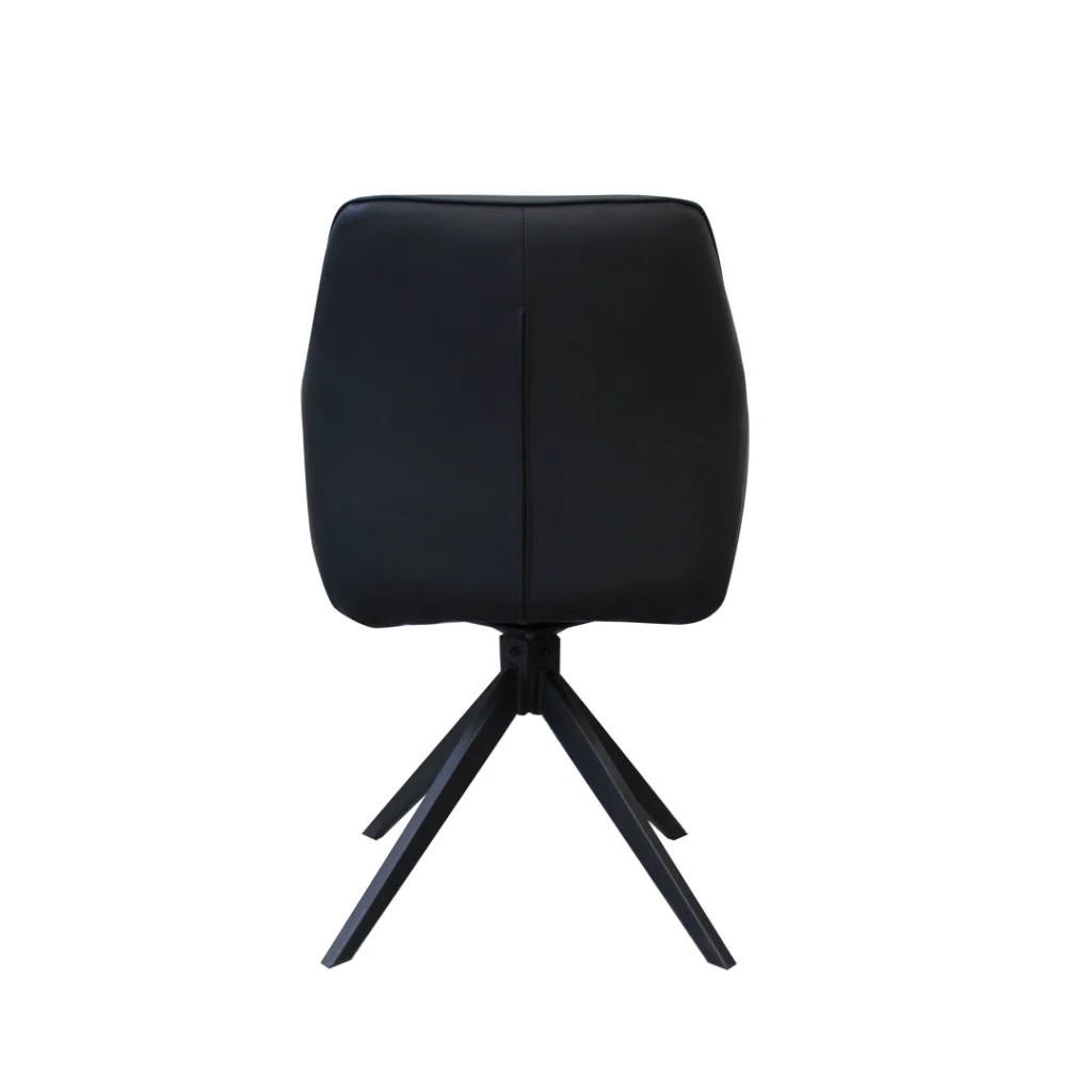 Black Oscar swivel dining chair set of 2 with eco-leather and metal frame for modern dining room