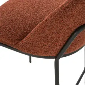 Oslo bar stools terracotta boucle set of 2 with black powder coated frame and high backrest
