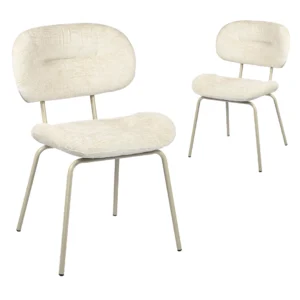 Paris Dining Chairs Pearl Set of 2 with pearl chenille upholstery and powder-coated metal frame