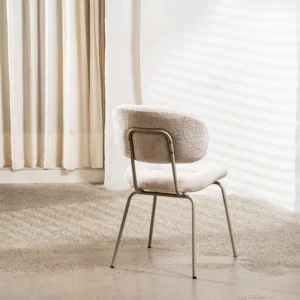 Paris Dining Chairs Pearl Set of 2 with pearl chenille upholstery and powder-coated metal frame