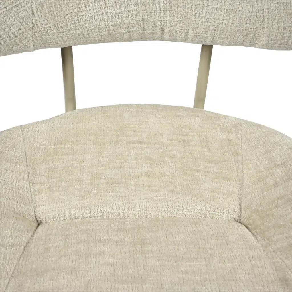 Paris Dining Chairs Pearl Set of 2 with pearl chenille upholstery and powder-coated metal frame