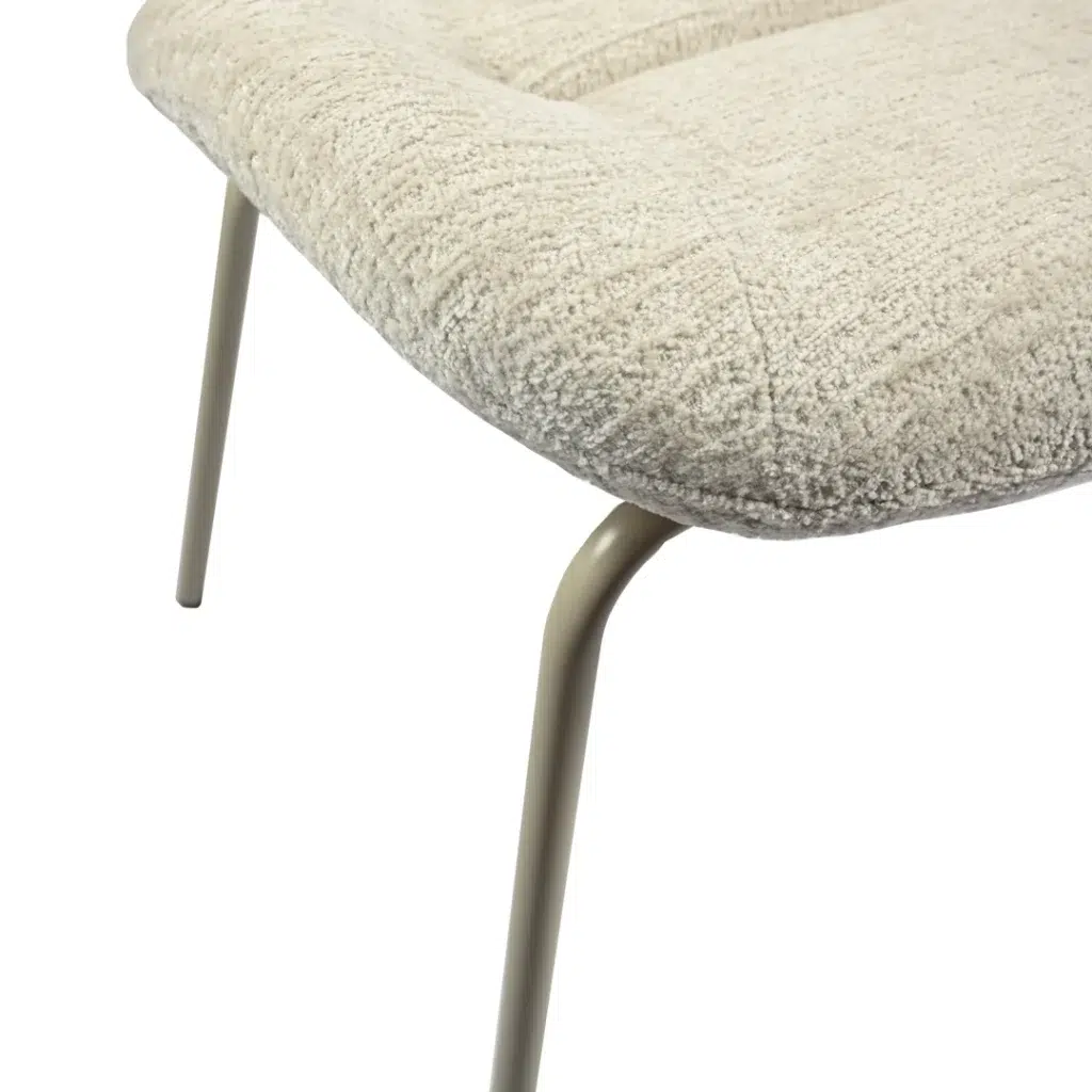 Paris Dining Chairs Pearl Set of 2 with pearl chenille upholstery and powder-coated metal frame