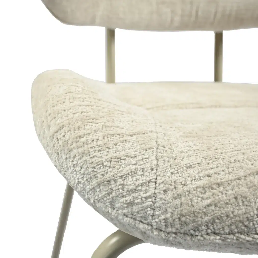 Paris Dining Chairs Pearl Set of 2 with pearl chenille upholstery and powder-coated metal frame