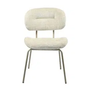 Paris Dining Chairs Pearl Set of 2 with pearl chenille upholstery and powder-coated metal frame