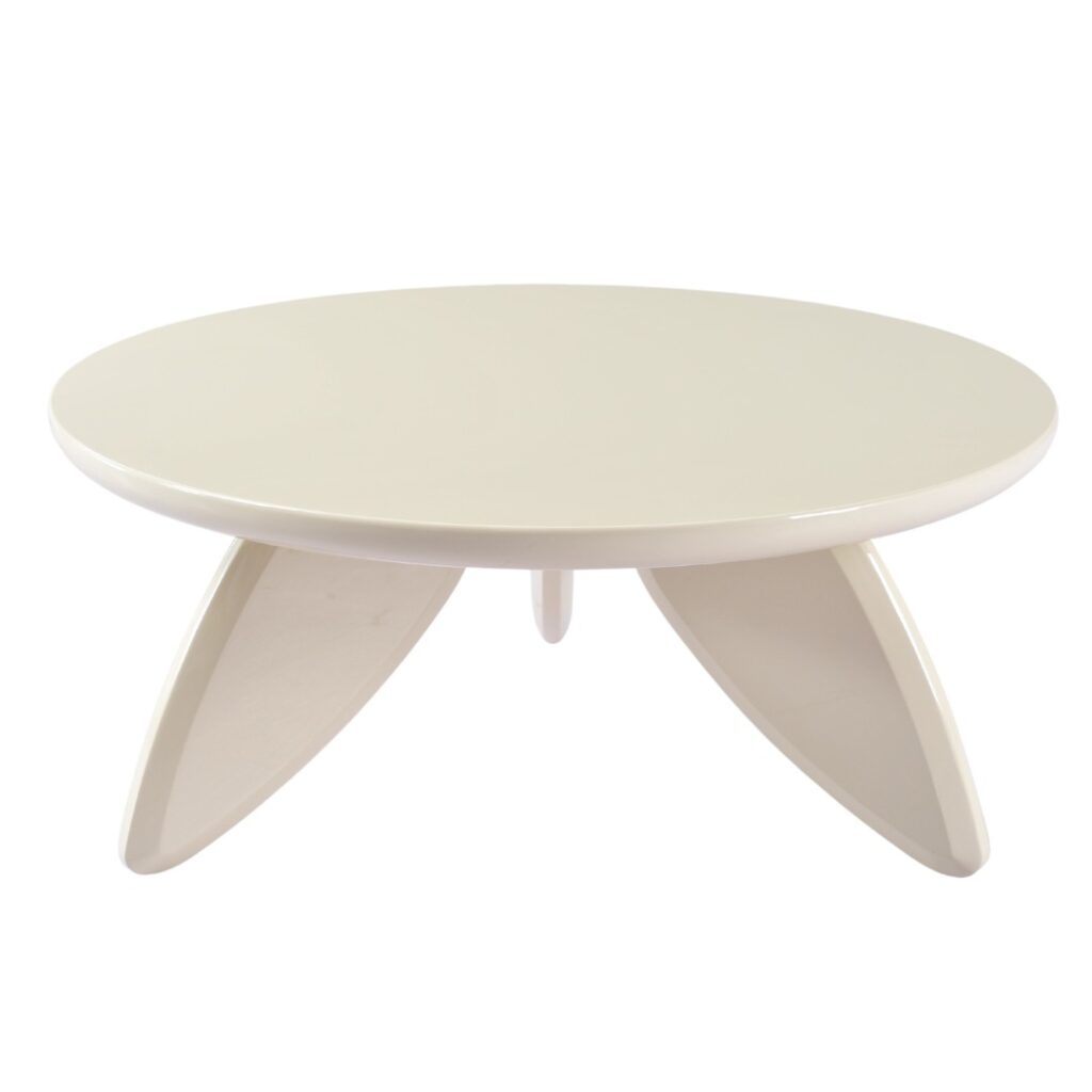 Peace Cream Gloss Coffee Table with modern minimalist design and high-gloss finish for living room