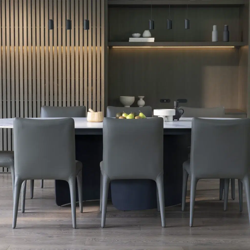 Toulon Dining Chairs Olive Set 2 Modern PU Leather