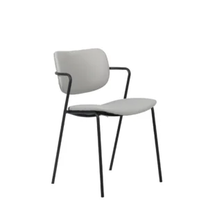 Peru Ice Grey dining chairs set of 2 with black metal legs and PU leather upholstery