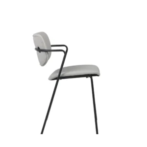 Peru Ice Grey dining chairs set of 2 with black metal legs and PU leather upholstery