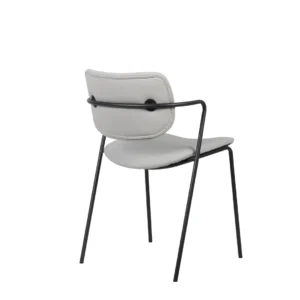 Peru Ice Grey dining chairs set of 2 with black metal legs and PU leather upholstery