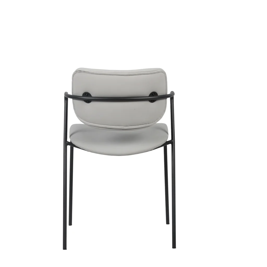 Peru Ice Grey dining chairs set of 2 with black metal legs and PU leather upholstery